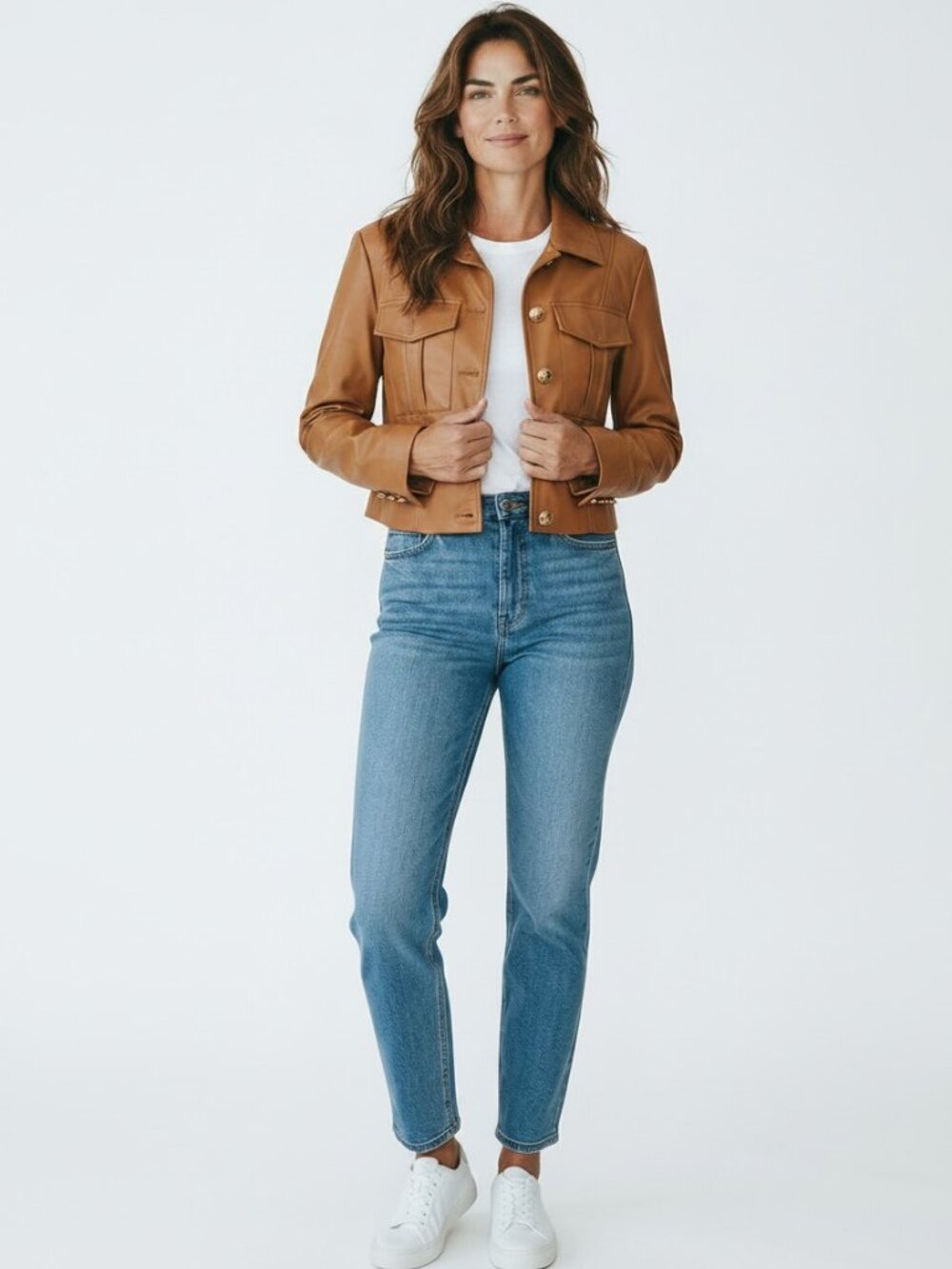 NWT 7 For Mankind Cropped Tan Faux Leather Jacket